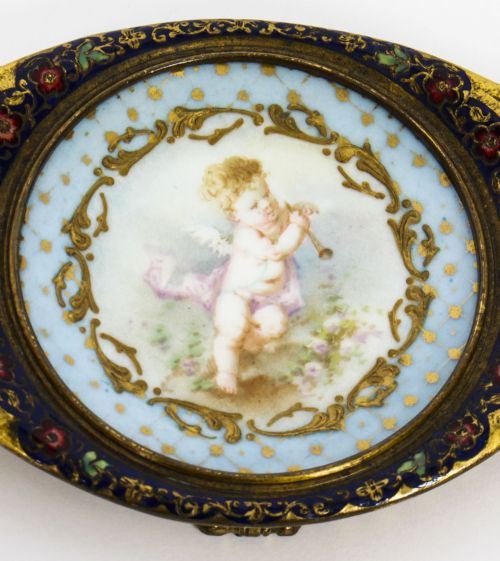 ANTIQUE FRENCH ORMOLU CHAMPLEVE ENAMEL PIN TRAY 19TH CENTURY - ADDITIONAL PHOTO 2