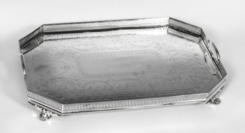 Antique Edwardian Silver Plated Gallery Tray Atkins Brothers Circa 19th Century
