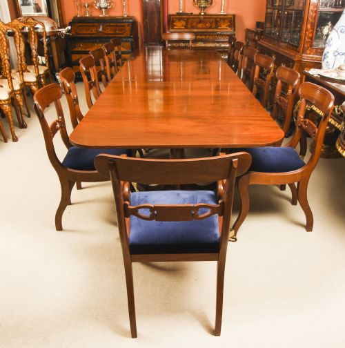 fig 1. 14 Antique Chairs C1820 & Matching 3 Pillar Dining Table by William Tillman 20thC
