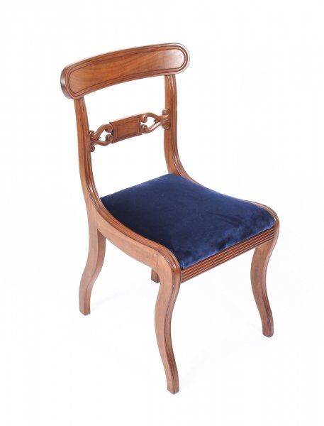 fig 4. 14 Antique Chairs C1820 & Matching 3 Pillar Dining Table by William Tillman 20thC