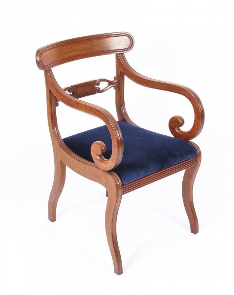 fig 9. 14 Antique Chairs C1820 & Matching 3 Pillar Dining Table by William Tillman 20thC