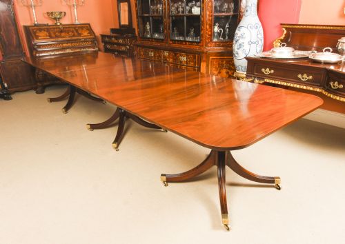 fig 10. 14 Antique Chairs C1820 & Matching 3 Pillar Dining Table by William Tillman 20thC