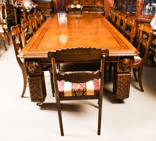 ANTIQUE 12FT ELIZABETHAN REVIVAL POLLARD OAK DINING TABLE 19TH C AND 14 MATCHING CHAIRS - ADDITIONAL PHOTO 1