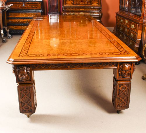 ANTIQUE 12FT ELIZABETHAN REVIVAL POLLARD OAK DINING TABLE 19TH C AND 14 MATCHING CHAIRS - ADDITIONAL PHOTO 4