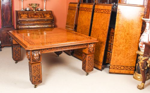 ANTIQUE 12FT ELIZABETHAN REVIVAL POLLARD OAK DINING TABLE 19TH C AND 14 MATCHING CHAIRS - ADDITIONAL PHOTO 9