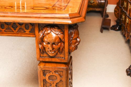 ANTIQUE 12FT ELIZABETHAN REVIVAL POLLARD OAK DINING TABLE 19TH C AND 14 MATCHING CHAIRS - ADDITIONAL PHOTO 15