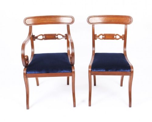fig 3. 14 Antique Dining Chairs & Matching Handmade Marquetry Burr Walnut Dining Table