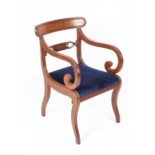 fig 6. 14 Antique Dining Chairs & Matching Handmade Marquetry Burr Walnut Dining Table