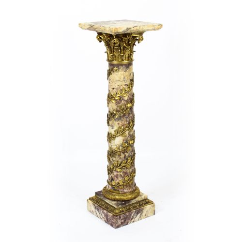 Antique French Serpentine Marmo Viola Ormolu Marble Pedestal 19th C
