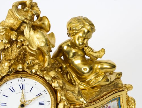 fig 3. Antique French Sevres Porcelain Ormolu Clock by Raingo Freres c.1850