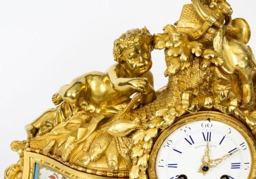 fig 4. Antique French Sevres Porcelain Ormolu Clock by Raingo Freres c.1850