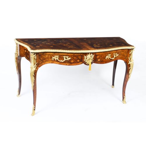 Antique French Serpentine Marquetry Console / Serving / Side Table 19th Century
