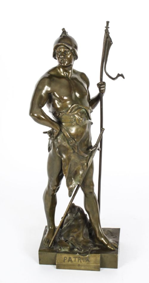 Antique Bronze Mythological Warrior "Honor Patria" Emile Picault Circa 1870
