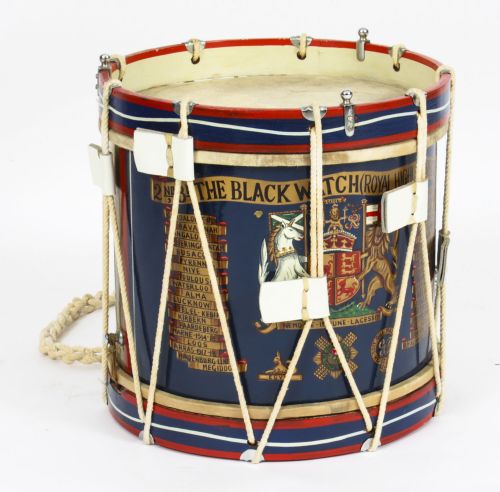 Antique Military Drum Black Watch the Royal Highlanders 20th C

