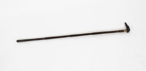 Antique Greyhound Pommel & Malacca Walking Stick Cane 19th Century
