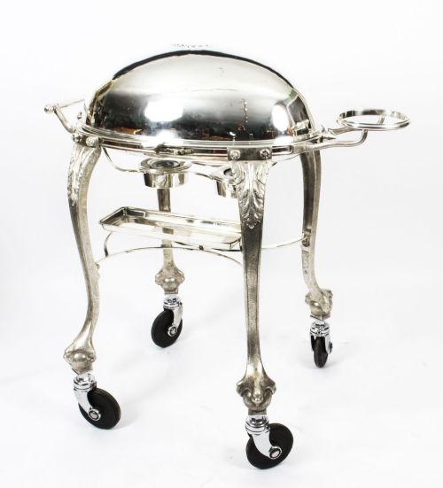 Antique Art Deco Silver Plated Beef Carving Trolley Cart C1930
