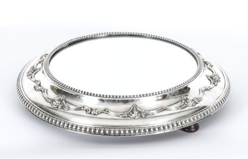 Antique Victorian Silver Plated Mirrored Top Cake Stand 19th C
