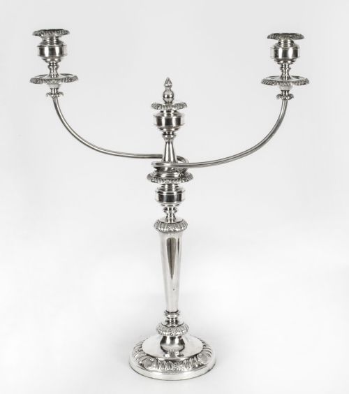 fig 1. Antique Pair Regency Old Sheffield Silver Plate Candelabra C1820 19th C
