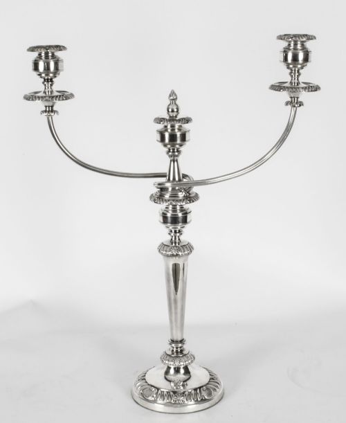 fig 2. Antique Pair Regency Old Sheffield Silver Plate Candelabra C1820 19th C
