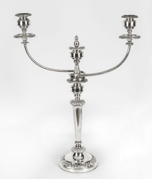 fig 3. Antique Pair Regency Old Sheffield Silver Plate Candelabra C1820 19th C
