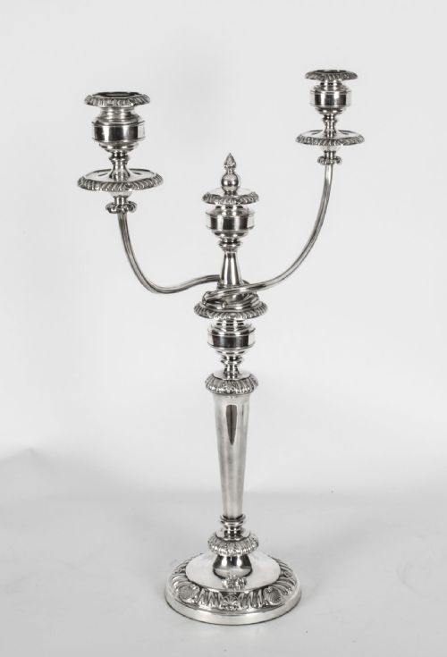 fig 4. Antique Pair Regency Old Sheffield Silver Plate Candelabra C1820 19th C
