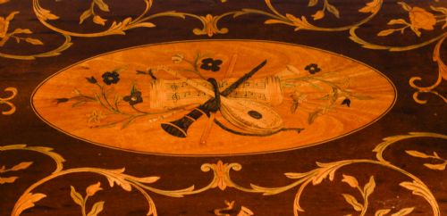 fig 7. Antique English Marquetry Etagere Tray Table c.1890 19th C
