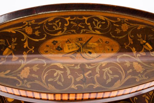 fig 8. Antique English Marquetry Etagere Tray Table c.1890 19th C