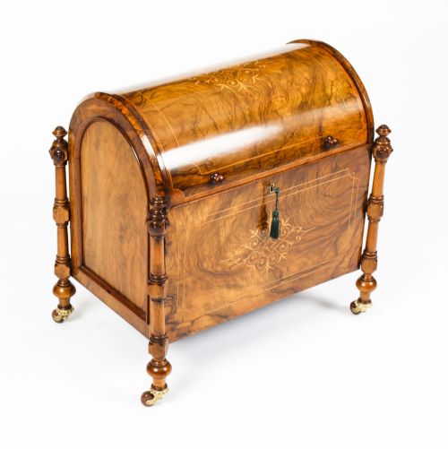 Antique Victorian Burr Walnut & Inlaid Marquetry Canterbury Magazine Rack 19th C
