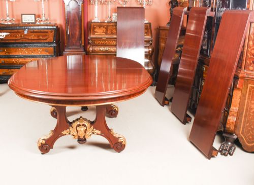 ANTIQUE VICTORIAN 12FT MAHOGANY TWIN BASE EXTENDING DINING TABLE 19TH C - ADDITIONAL PHOTO 9
