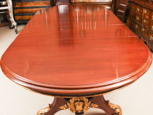 ANTIQUE VICTORIAN 12FT MAHOGANY TWIN BASE EXTENDING DINING TABLE 19TH C - ADDITIONAL PHOTO 16