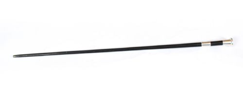 Antique Sterling Silver Black Lacquered Walking Stick Cane 1885 19th C
