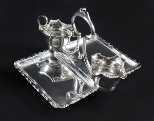 Antique Victorian Sugar & Cream Set with Serving Tray, 19th Century
