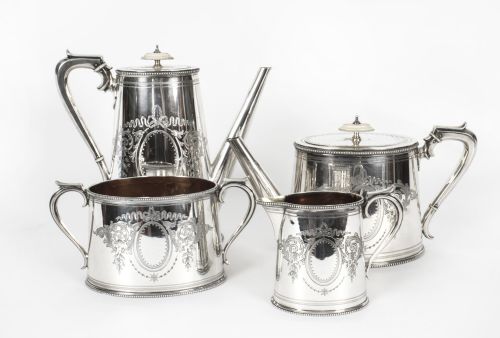 Antique Victorian Silver Plated Four Piece Tea & Coffee Set Elkington 19th C
