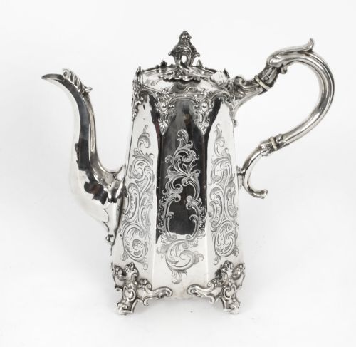 Antique Victorian Silver Plated Coffee Pot 19th Century
