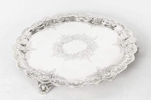 Antique Victorian Silver Plated Salver 19th Century
