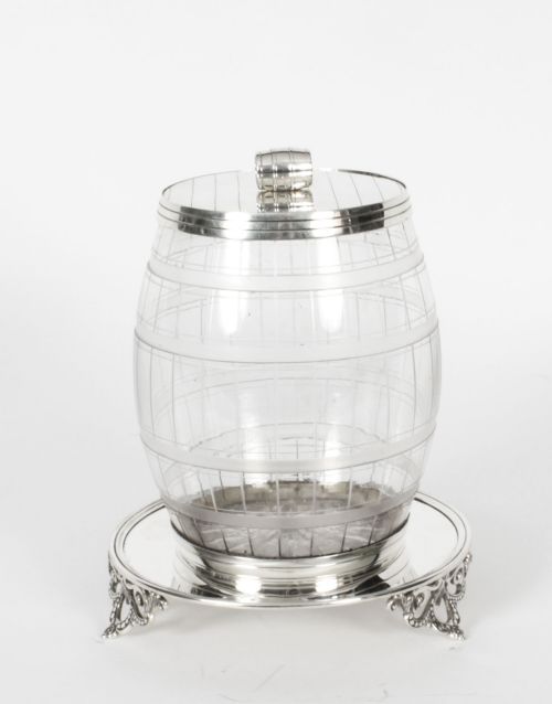 fig 2. Antique English Victorian Silver Plated Biscuit Barrel 19th Century