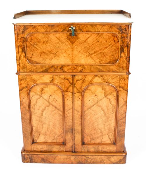 fig 3. Antique Victorian Burr Walnut Collectors Cabinet 19th Century