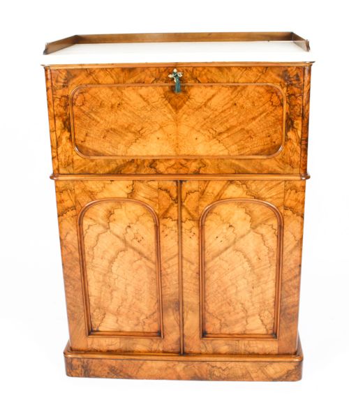 fig 5. Antique Victorian Burr Walnut Collectors Cabinet 19th Century