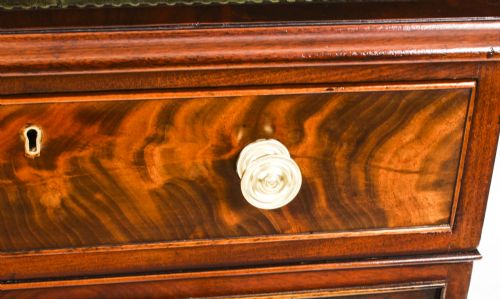 ANTIQUE 4FT VICTORIAN FLAME MAHOGANY PARTNERS PEDESTAL DESK 19TH C - ADDITIONAL PHOTO 8