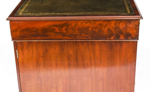 ANTIQUE 4FT VICTORIAN FLAME MAHOGANY PARTNERS PEDESTAL DESK 19TH C - ADDITIONAL PHOTO 14
