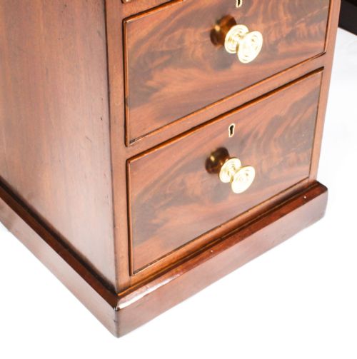 ANTIQUE 4FT VICTORIAN FLAME MAHOGANY PARTNERS PEDESTAL DESK 19TH C - ADDITIONAL PHOTO 15