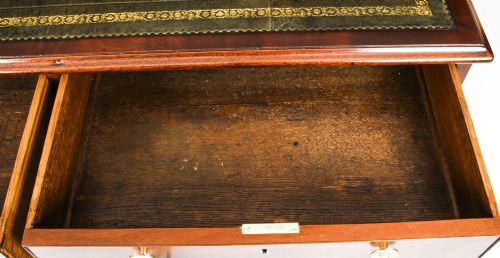 ANTIQUE 4FT VICTORIAN FLAME MAHOGANY PARTNERS PEDESTAL DESK 19TH C - ADDITIONAL PHOTO 18