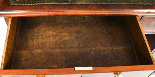 ANTIQUE 4FT VICTORIAN FLAME MAHOGANY PARTNERS PEDESTAL DESK 19TH C - ADDITIONAL PHOTO 27