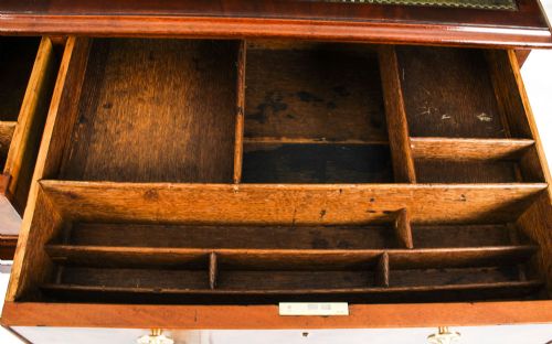 ANTIQUE 4FT VICTORIAN FLAME MAHOGANY PARTNERS PEDESTAL DESK 19TH C - ADDITIONAL PHOTO 29