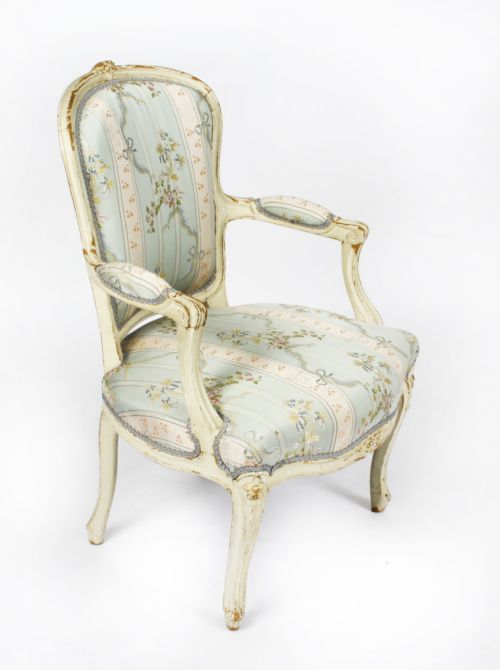 ANTIQUE PAIR SHABBY CHIC LOUIS REVIVAL FRENCH PAINTED ARMCHAIRS 19TH CENTURY - ADDITIONAL PHOTO 2