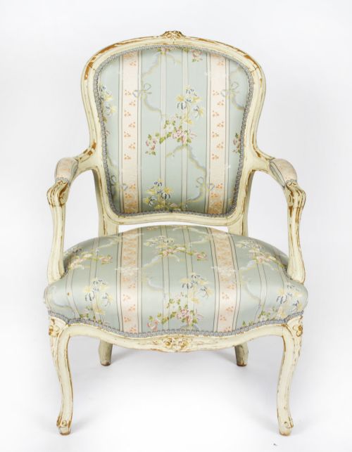 ANTIQUE PAIR SHABBY CHIC LOUIS REVIVAL FRENCH PAINTED ARMCHAIRS 19TH CENTURY - ADDITIONAL PHOTO 3