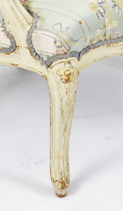 ANTIQUE PAIR SHABBY CHIC LOUIS REVIVAL FRENCH PAINTED ARMCHAIRS 19TH CENTURY - ADDITIONAL PHOTO 10