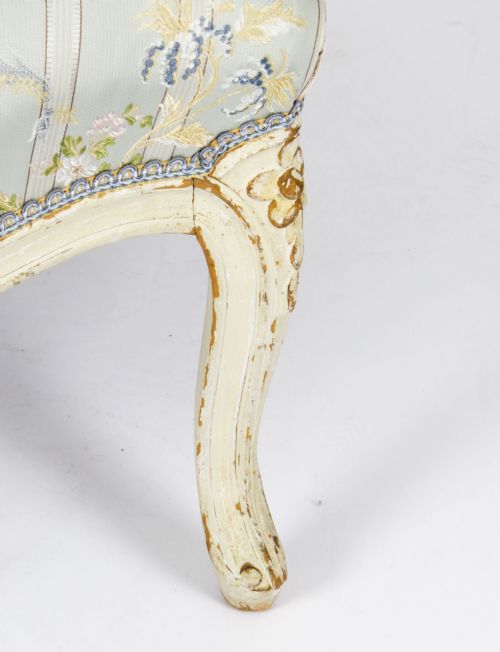 ANTIQUE PAIR SHABBY CHIC LOUIS REVIVAL FRENCH PAINTED ARMCHAIRS 19TH CENTURY - ADDITIONAL PHOTO 12