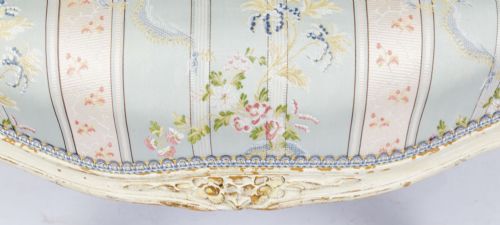 ANTIQUE PAIR SHABBY CHIC LOUIS REVIVAL FRENCH PAINTED ARMCHAIRS 19TH CENTURY - ADDITIONAL PHOTO 13