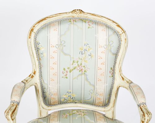 ANTIQUE PAIR SHABBY CHIC LOUIS REVIVAL FRENCH PAINTED ARMCHAIRS 19TH CENTURY - ADDITIONAL PHOTO 14